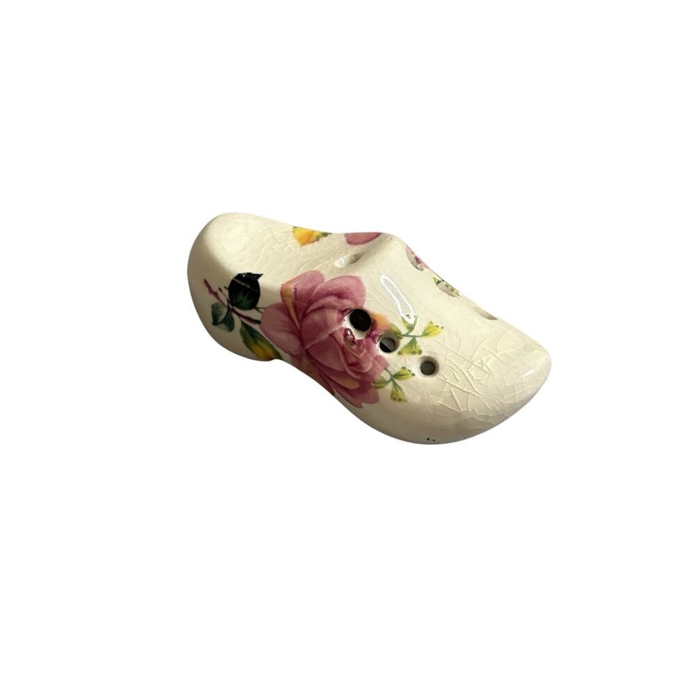 Vintage Floral Clog Ceramic Pomander Potpourri Holder Made in England